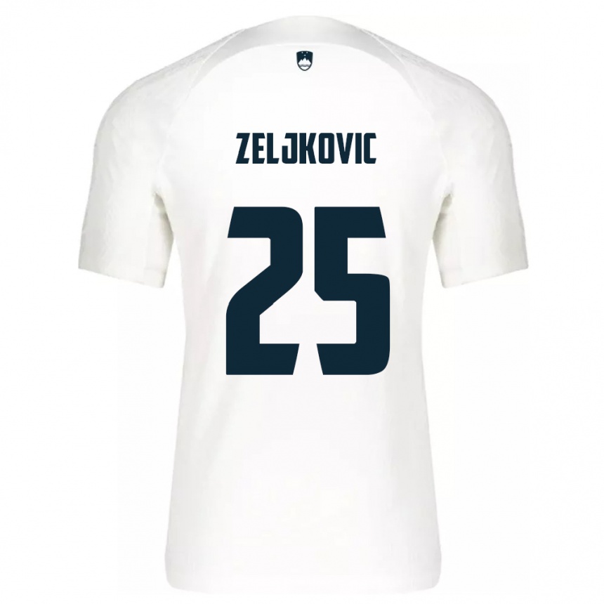 Kids Football Slovenia Adrian Zeljkovic #25 White Home Jersey 24-26 T-Shirt