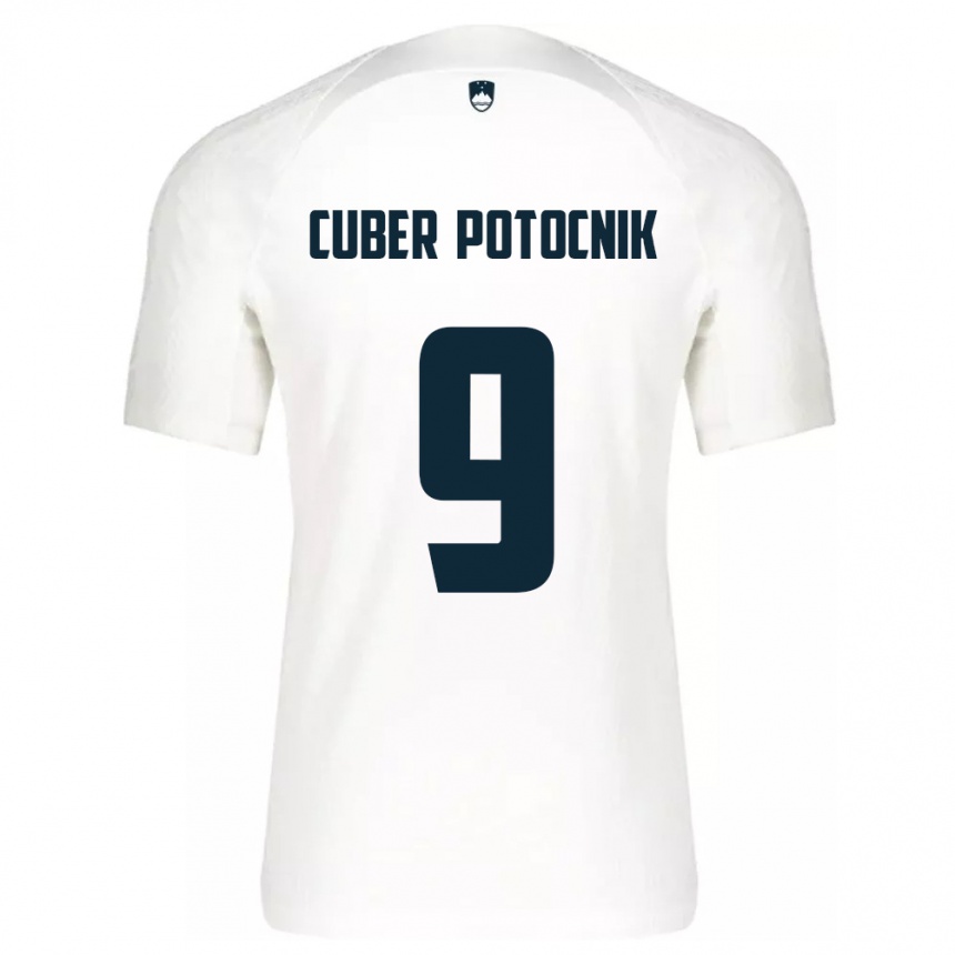 Kids Football Slovenia Jaka Cuber Potocnik #9 White Home Jersey 24-26 T-Shirt