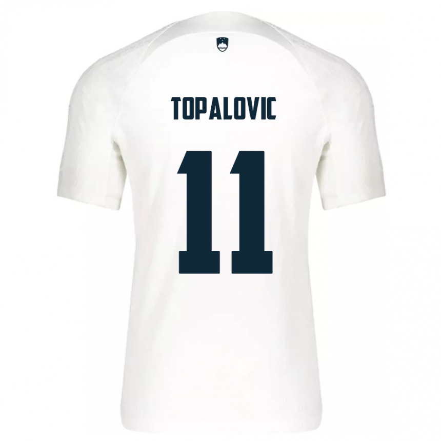 Kids Football Slovenia Luka Topalovic #11 White Home Jersey 24-26 T-Shirt