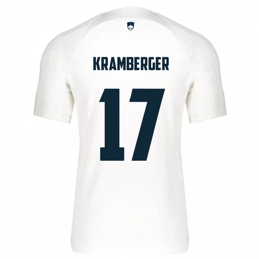 Kids Football Slovenia Enej Kramberger #17 White Home Jersey 24-26 T-Shirt