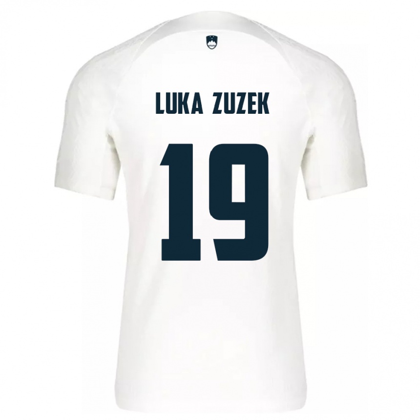 Kids Football Slovenia Zan Luka Zuzek #19 White Home Jersey 24-26 T-Shirt