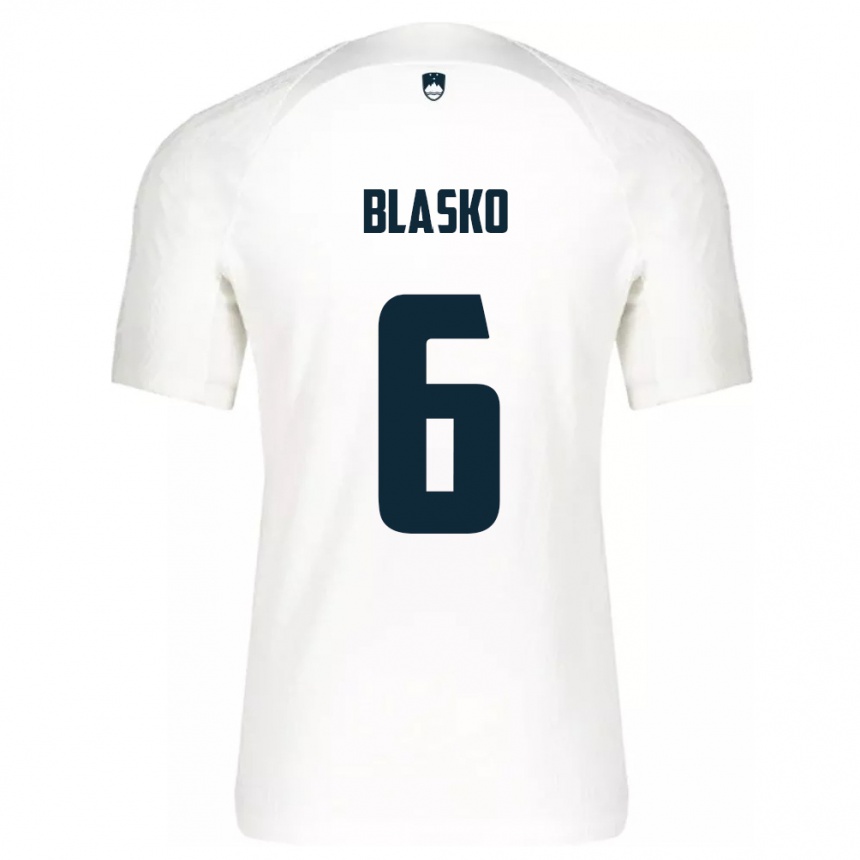 Kids Football Slovenia Svit Blasko #6 White Home Jersey 24-26 T-Shirt