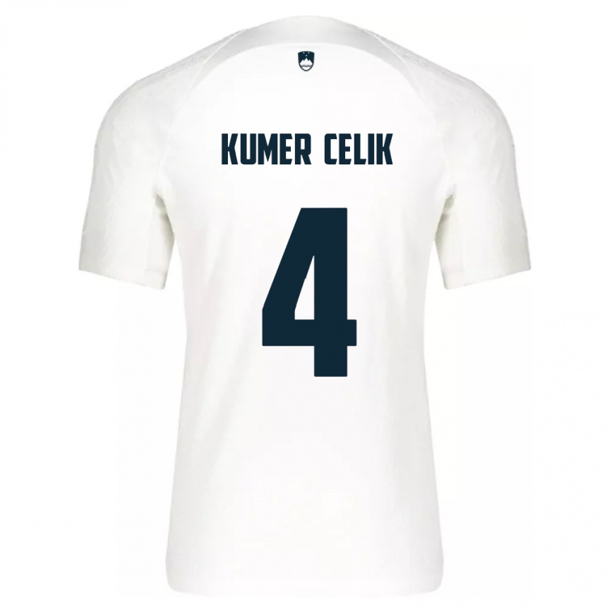 Kids Football Slovenia An Kumer Celik #4 White Home Jersey 24-26 T-Shirt