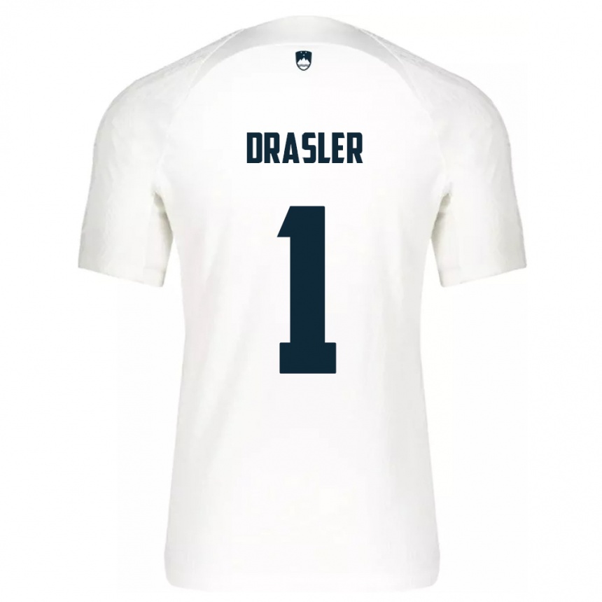 Kids Football Slovenia Iztok Drasler #1 White Home Jersey 24-26 T-Shirt