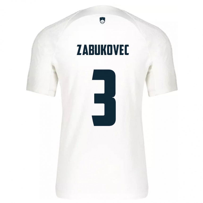 Kids Football Slovenia Anze Zabukovec #3 White Home Jersey 24-26 T-Shirt