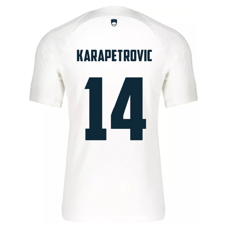 Kids Football Slovenia Luka Karapetrovic #14 White Home Jersey 24-26 T-Shirt