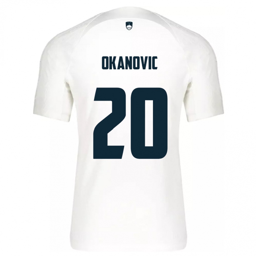 Kids Football Slovenia Deen Okanovic #20 White Home Jersey 24-26 T-Shirt