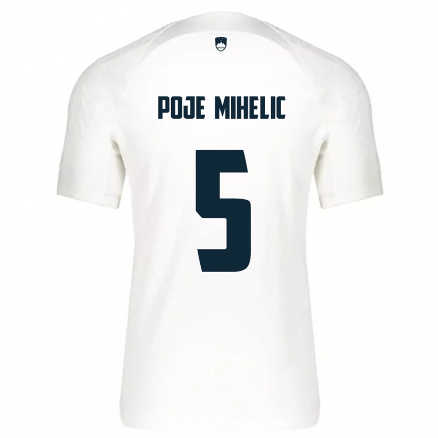 Kids Football Slovenia Naja Poje Mihelič #5 White Home Jersey 24-26 T-Shirt