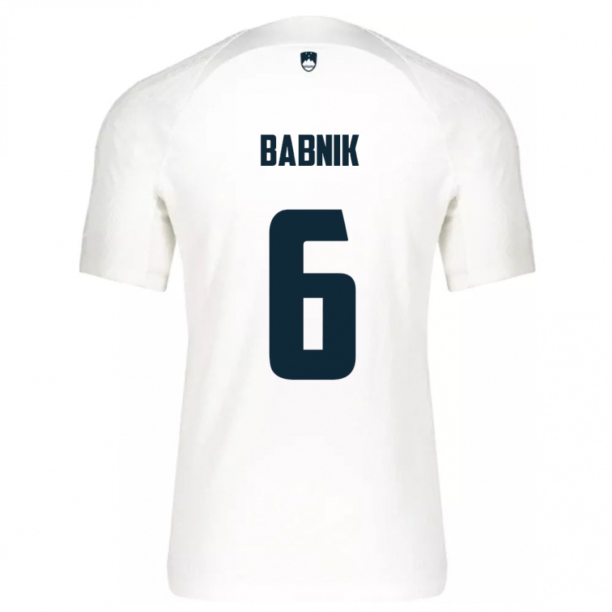 Kids Football Slovenia Nika Babnik #6 White Home Jersey 24-26 T-Shirt