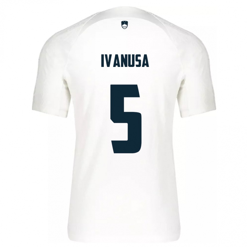 Kids Football Slovenia Lara Ivanuša #5 White Home Jersey 24-26 T-Shirt