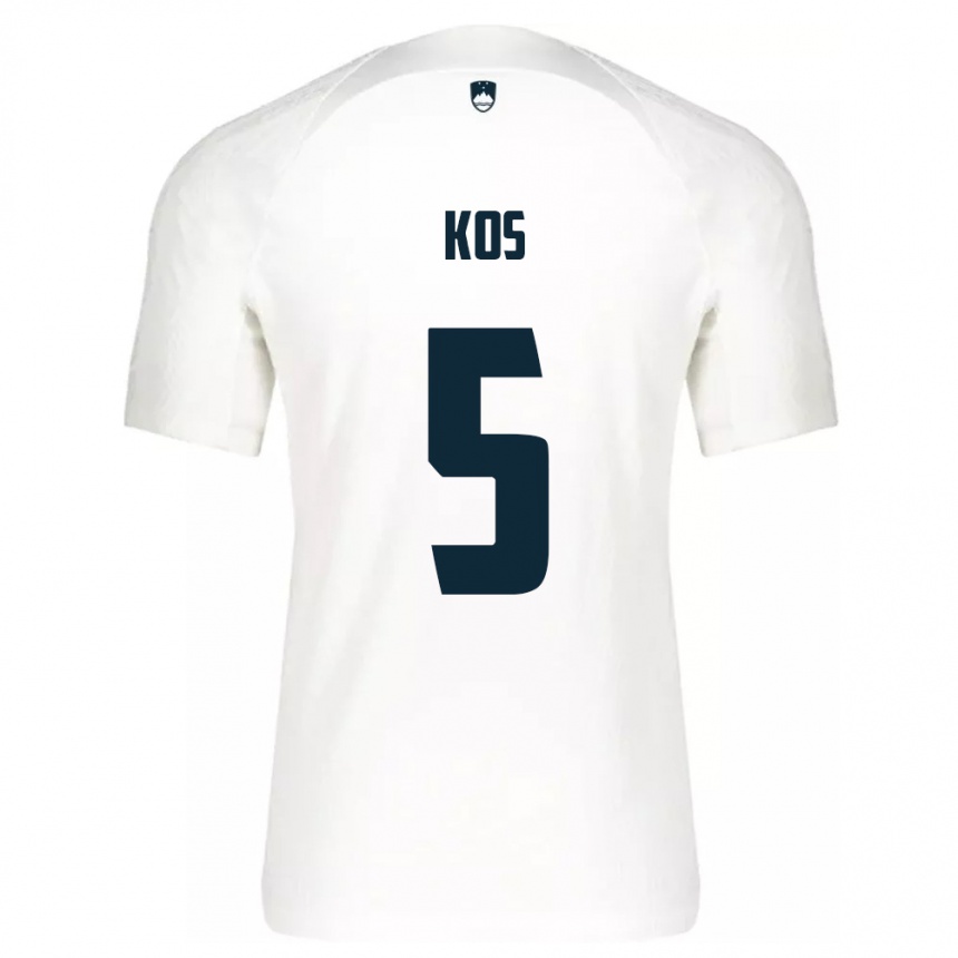 Kids Football Slovenia Evelina Kos #5 White Home Jersey 24-26 T-Shirt