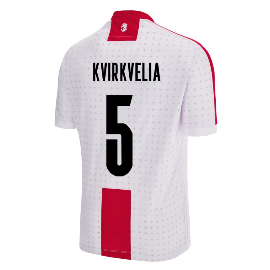 Kids Football Georgia Solomon Kvirkvelia #5 White Home Jersey 24-26 T-Shirt