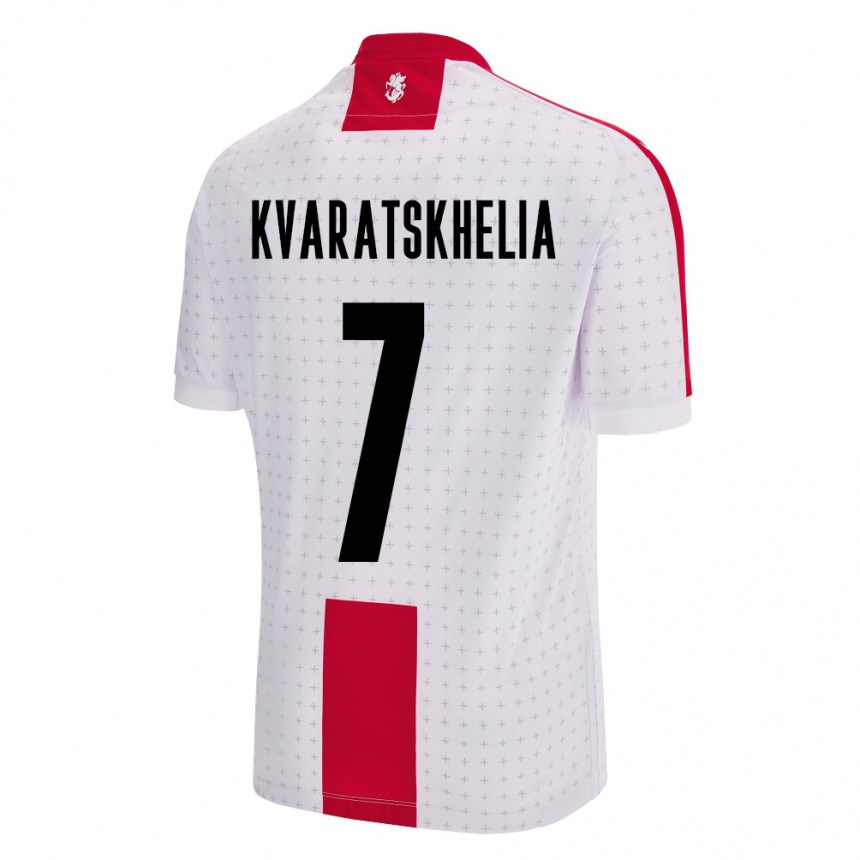 Kids Football Georgia Khvicha Kvaratskhelia #7 White Home Jersey 24-26 T-Shirt