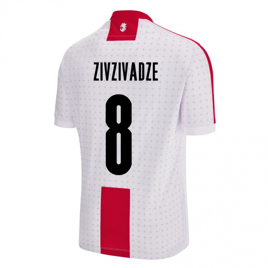 Kids Football Georgia Budu Zivzivadze #8 White Home Jersey 24-26 T-Shirt