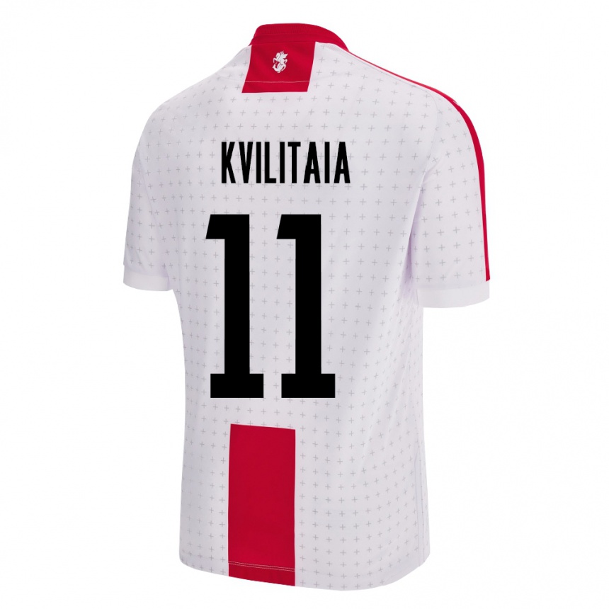 Kids Football Georgia Giorgi Kvilitaia #11 White Home Jersey 24-26 T-Shirt