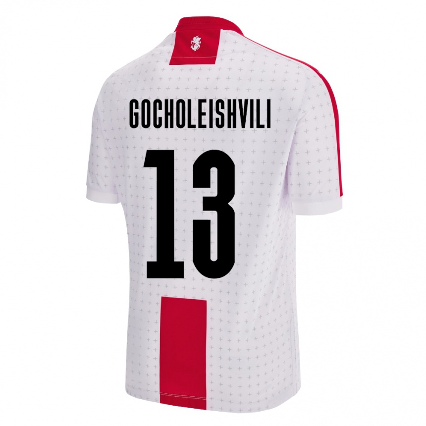 Kids Football Georgia Giorgi Gocholeishvili #13 White Home Jersey 24-26 T-Shirt