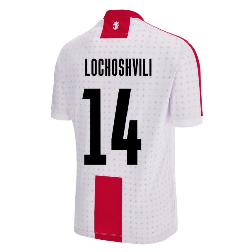 Kids Football Georgia Luka Lochoshvili #14 White Home Jersey 24-26 T-Shirt