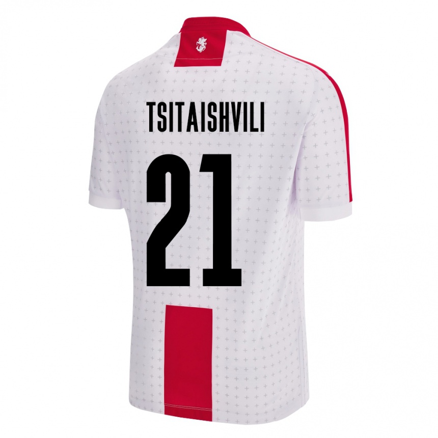 Kids Football Georgia Georgiy Tsitaishvili #21 White Home Jersey 24-26 T-Shirt