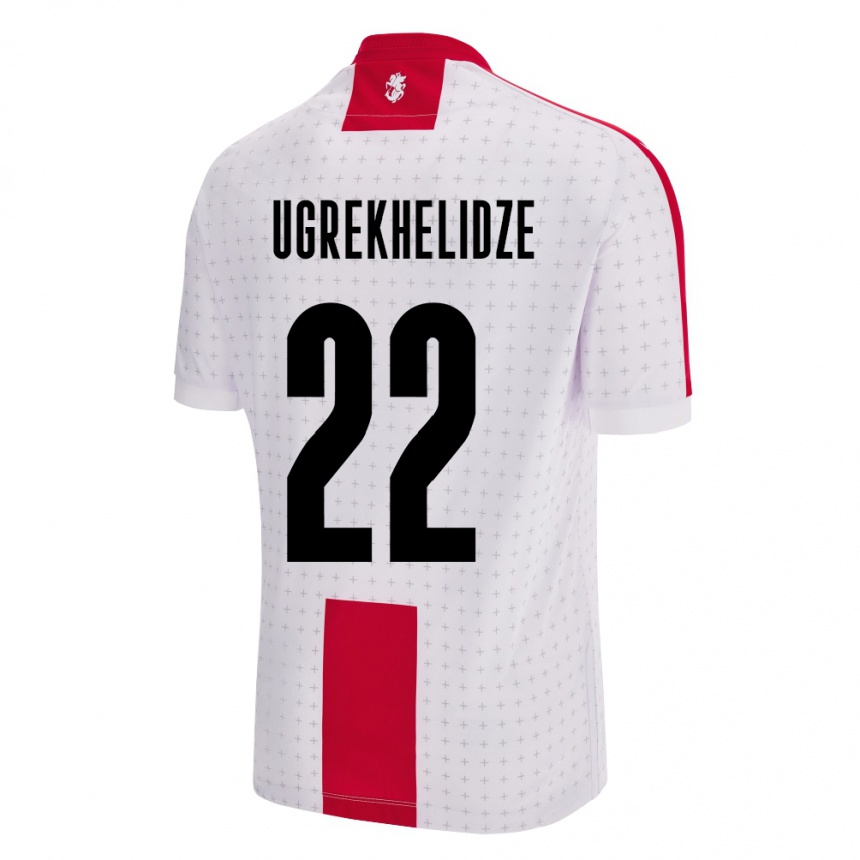 Kids Football Georgia Nikoloz Ugrekhelidze #22 White Home Jersey 24-26 T-Shirt