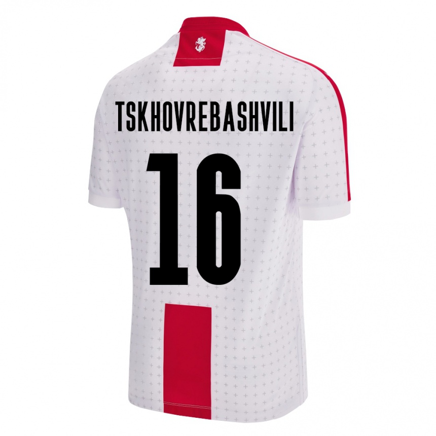 Kids Football Georgia Nikoloz Tskhovrebashvili #16 White Home Jersey 24-26 T-Shirt