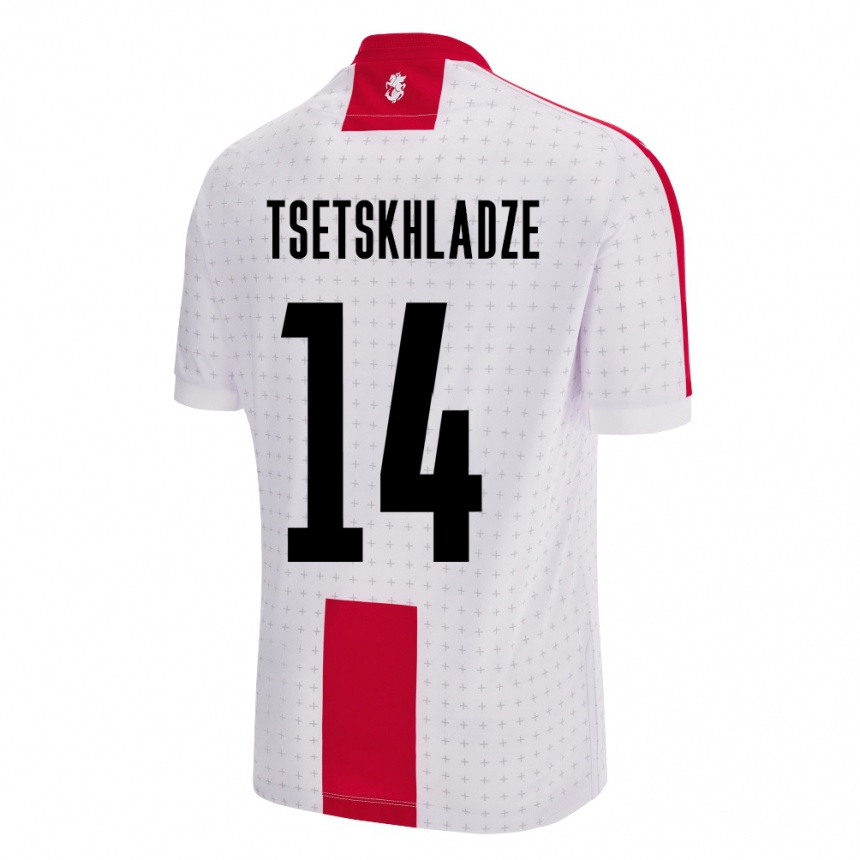 Kids Football Georgia Nikoloz Tsetskhladze #14 White Home Jersey 24-26 T-Shirt