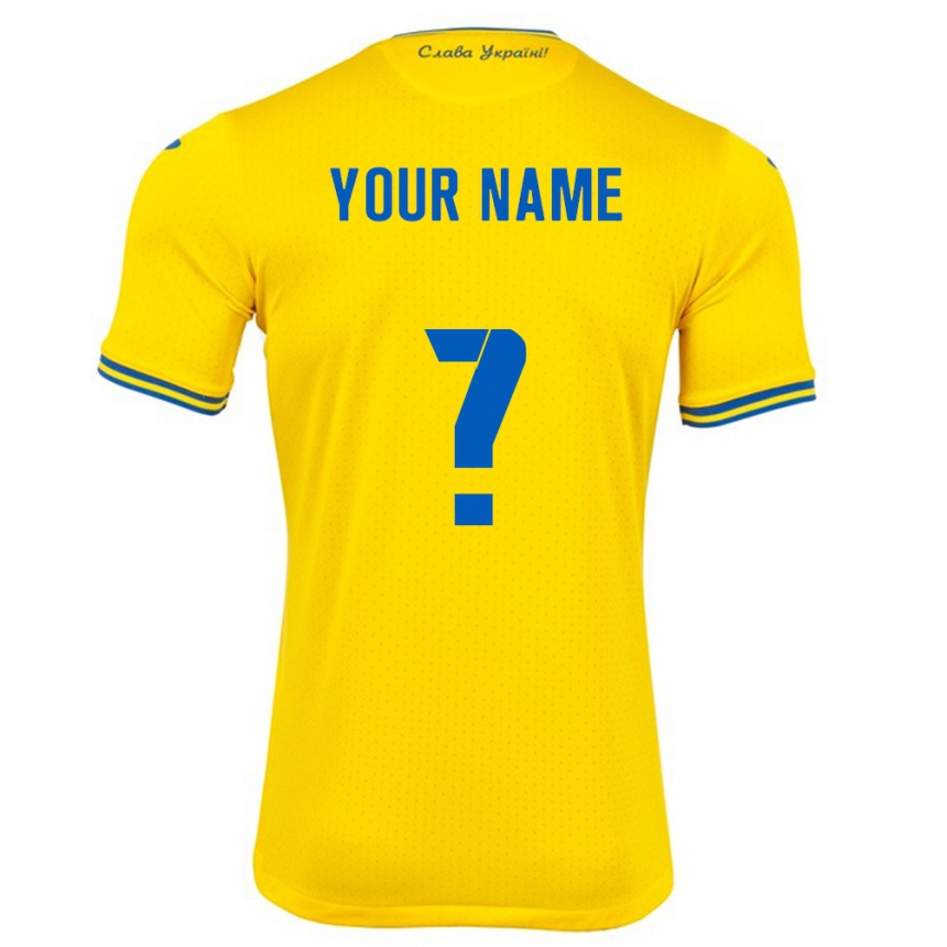 Kids Football Ukraine Your Name #0 Yellow Home Jersey 24-26 T-Shirt