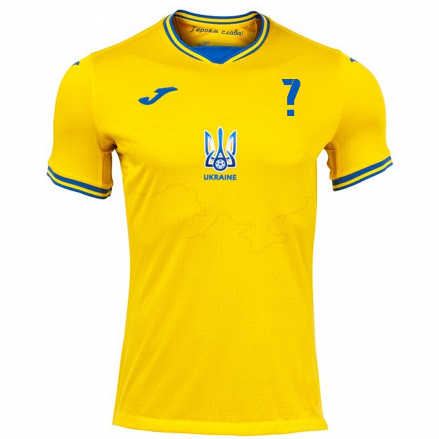 Kids Football Ukraine Your Name #0 Yellow Home Jersey 24-26 T-Shirt