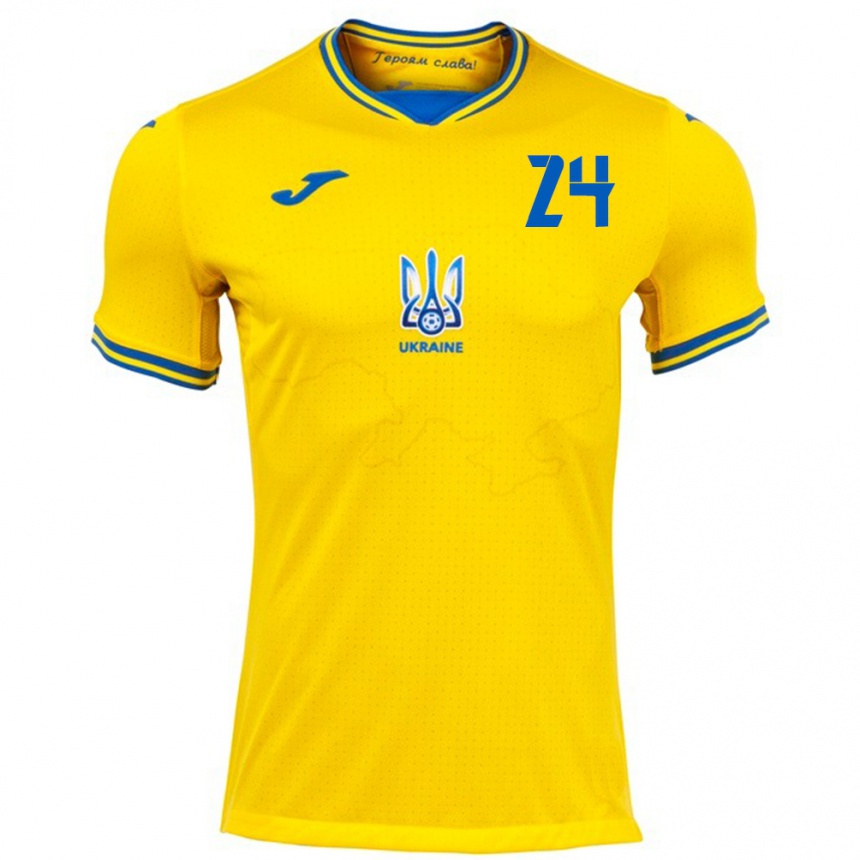 Kids Football Ukraine Oleksandr Tymchyk #24 Yellow Home Jersey 24-26 T-Shirt