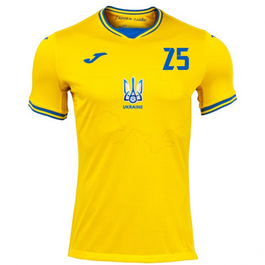 Kids Football Ukraine Vladyslav Vanat #25 Yellow Home Jersey 24-26 T-Shirt