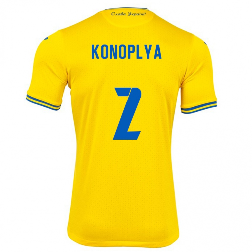 Kids Football Ukraine Yukhym Konoplya #2 Yellow Home Jersey 24-26 T-Shirt