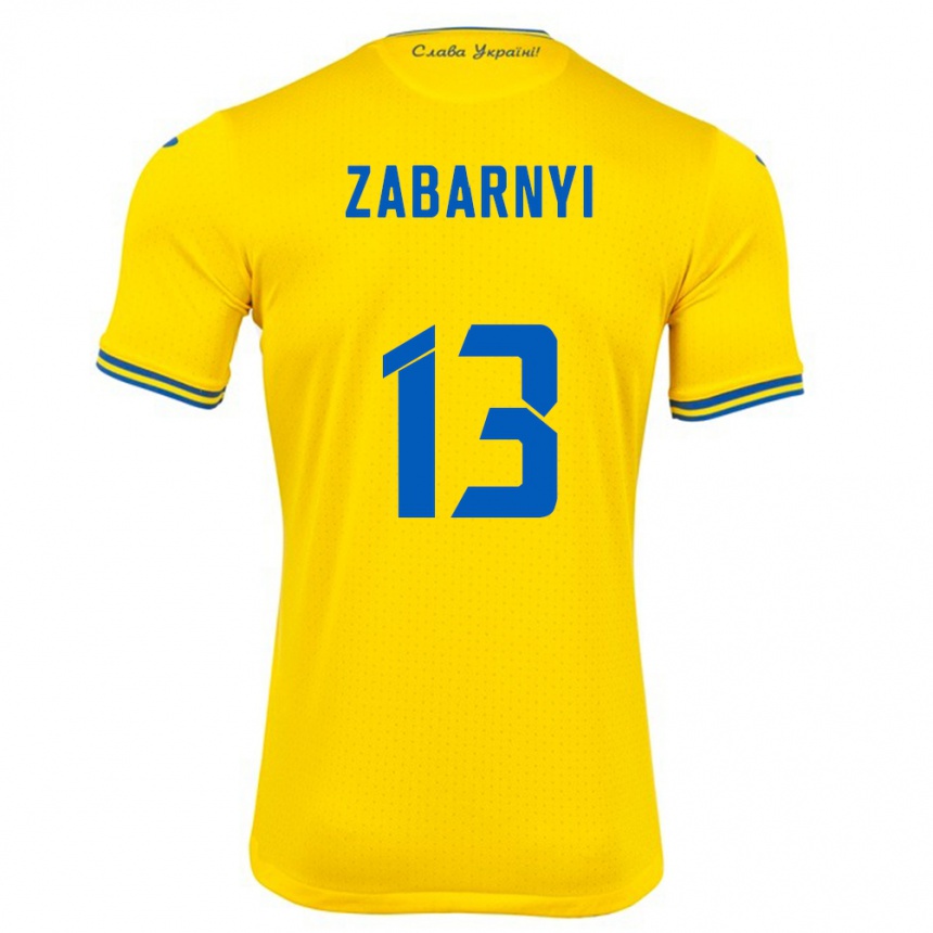 Kids Football Ukraine Ilya Zabarnyi #13 Yellow Home Jersey 24-26 T-Shirt