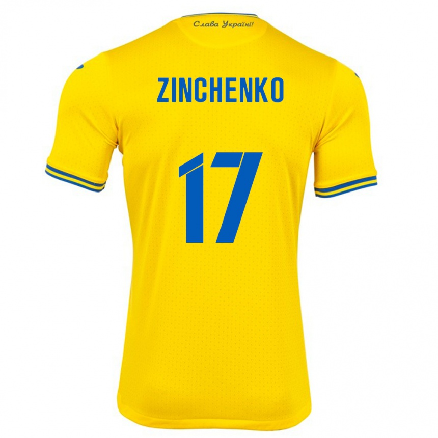 Kids Football Ukraine Oleksandr Zinchenko #17 Yellow Home Jersey 24-26 T-Shirt