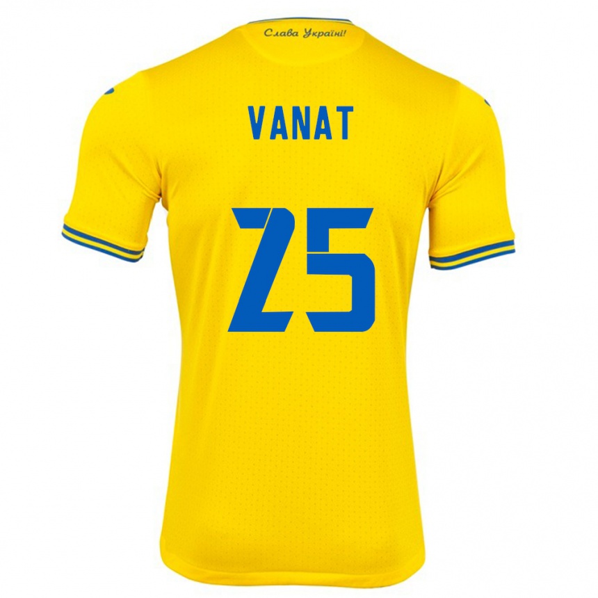 Kids Football Ukraine Vladyslav Vanat #25 Yellow Home Jersey 24-26 T-Shirt