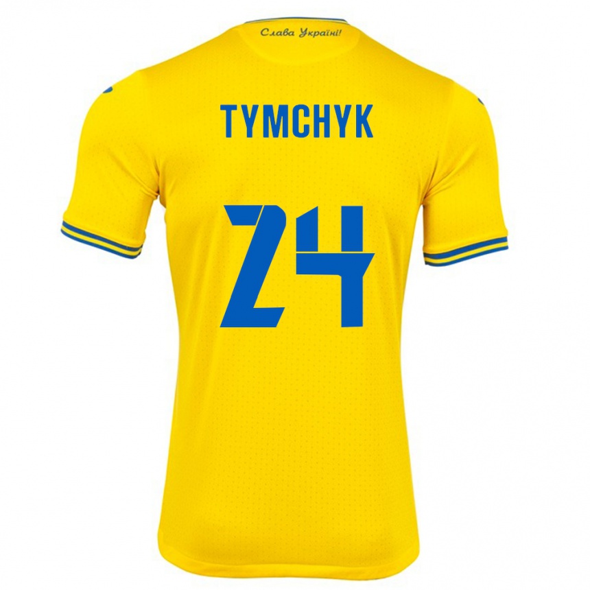 Kids Football Ukraine Oleksandr Tymchyk #24 Yellow Home Jersey 24-26 T-Shirt