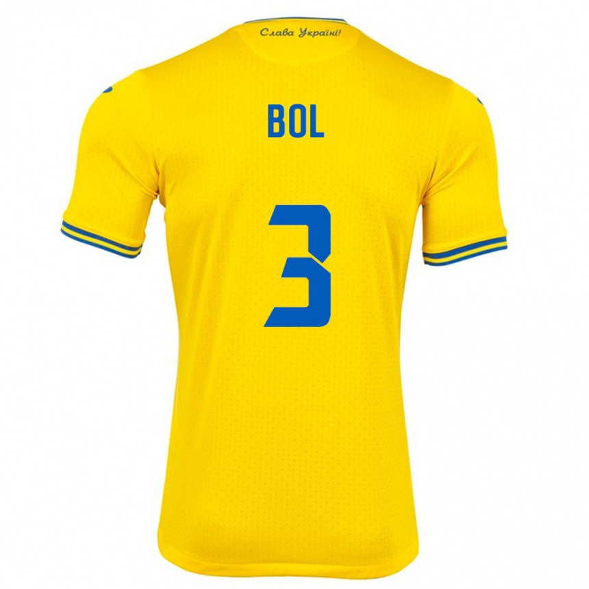 Kids Football Ukraine Anton Bol #3 Yellow Home Jersey 24-26 T-Shirt