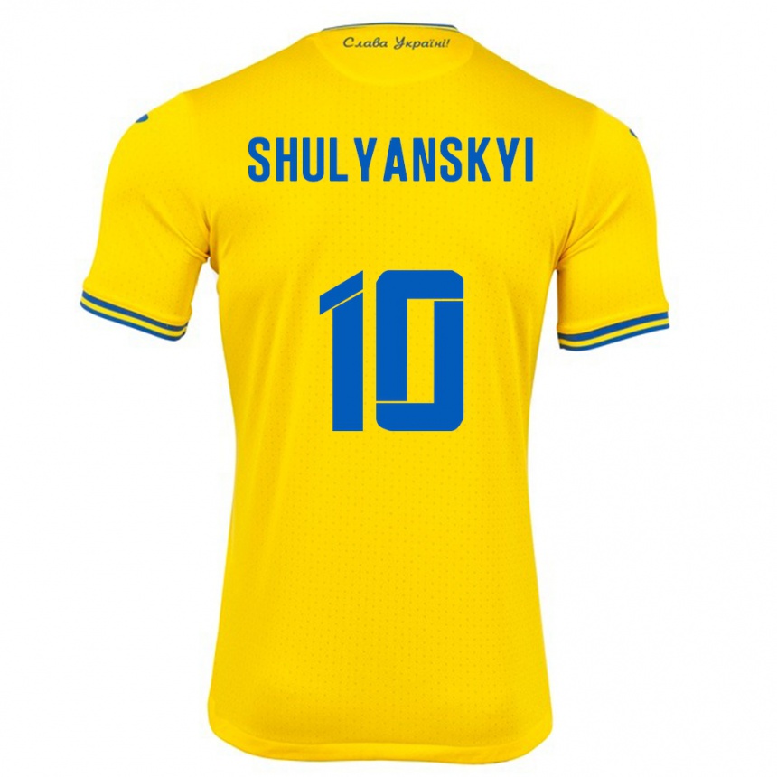 Kids Football Ukraine Artem Shulyanskyi #10 Yellow Home Jersey 24-26 T-Shirt