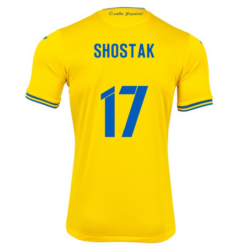 Kids Football Ukraine Denys Shostak #17 Yellow Home Jersey 24-26 T-Shirt