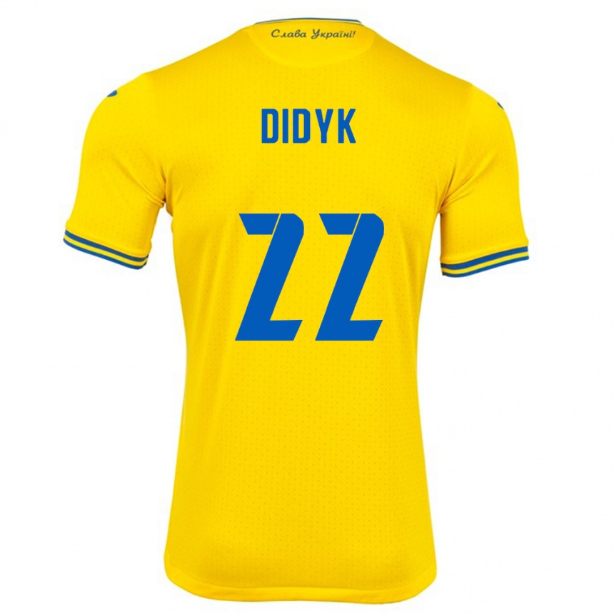 Kids Football Ukraine Roman Didyk #22 Yellow Home Jersey 24-26 T-Shirt