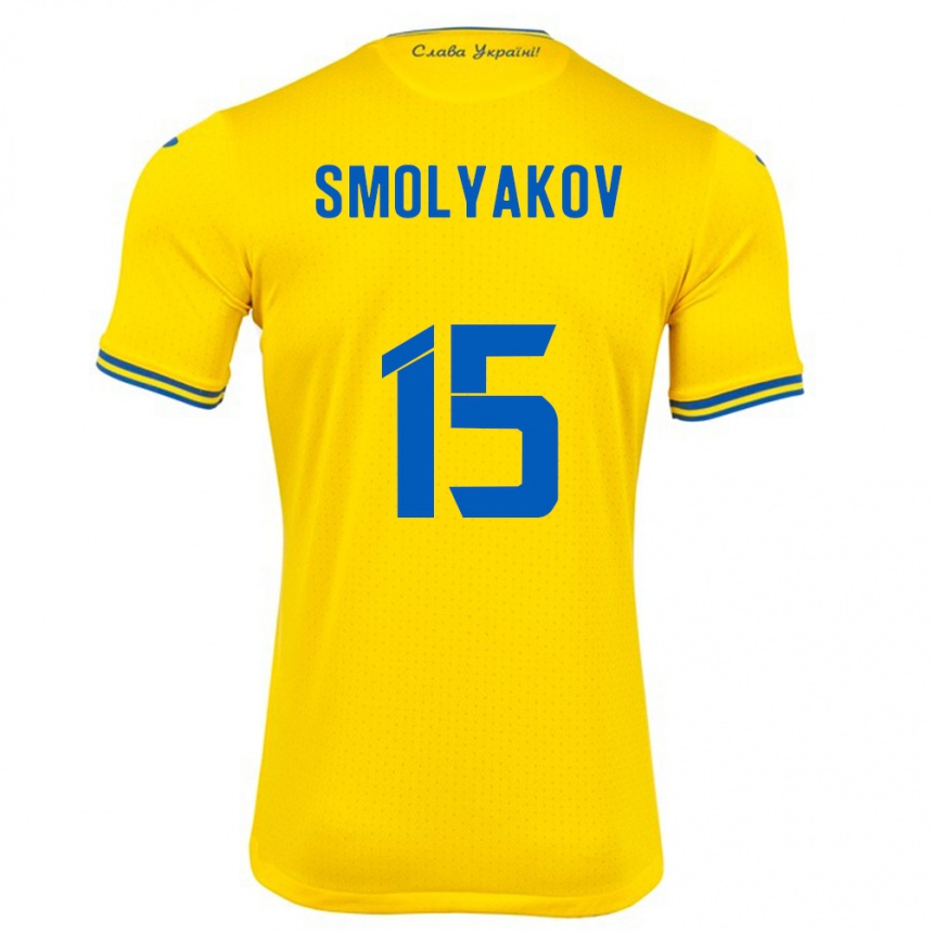 Kids Football Ukraine Artem Smolyakov #15 Yellow Home Jersey 24-26 T-Shirt