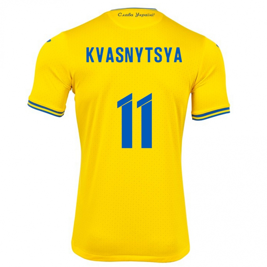 Kids Football Ukraine Ilya Kvasnytsya #11 Yellow Home Jersey 24-26 T-Shirt