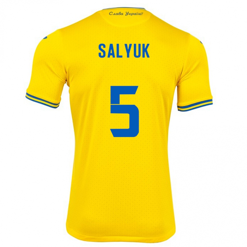 Kids Football Ukraine Volodymyr Salyuk #5 Yellow Home Jersey 24-26 T-Shirt