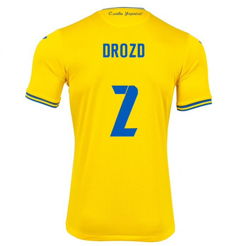 Kids Football Ukraine Anton Drozd #2 Yellow Home Jersey 24-26 T-Shirt