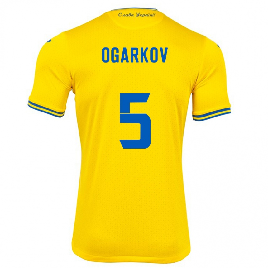 Kids Football Ukraine Mykola Ogarkov #5 Yellow Home Jersey 24-26 T-Shirt