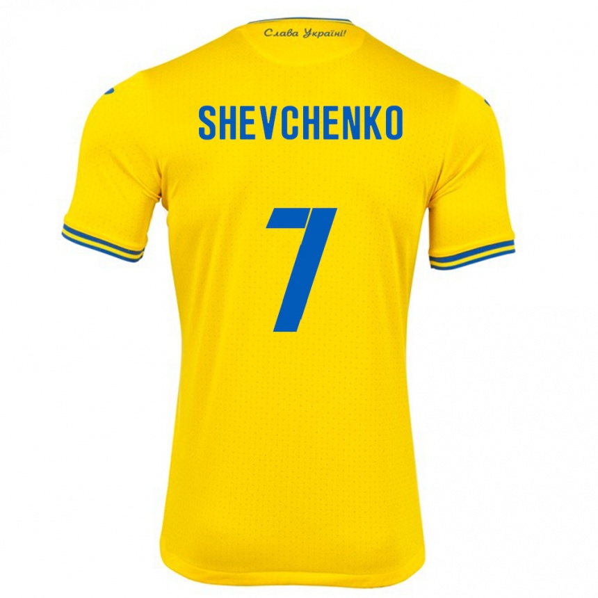 Kids Football Ukraine Kristian Shevchenko #7 Yellow Home Jersey 24-26 T-Shirt