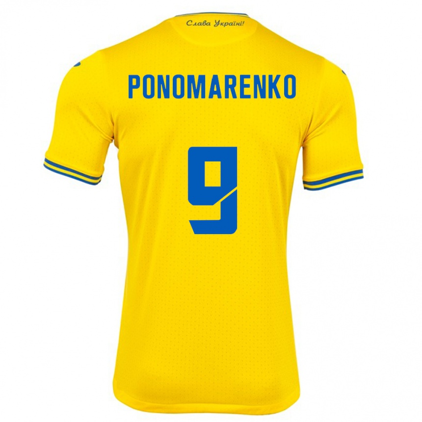 Kids Football Ukraine Matviy Ponomarenko #9 Yellow Home Jersey 24-26 T-Shirt