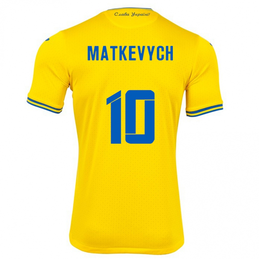 Kids Football Ukraine Andriy Matkevych #10 Yellow Home Jersey 24-26 T-Shirt