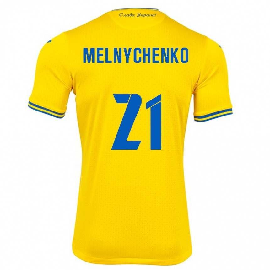 Kids Football Ukraine Maksym Melnychenko #21 Yellow Home Jersey 24-26 T-Shirt