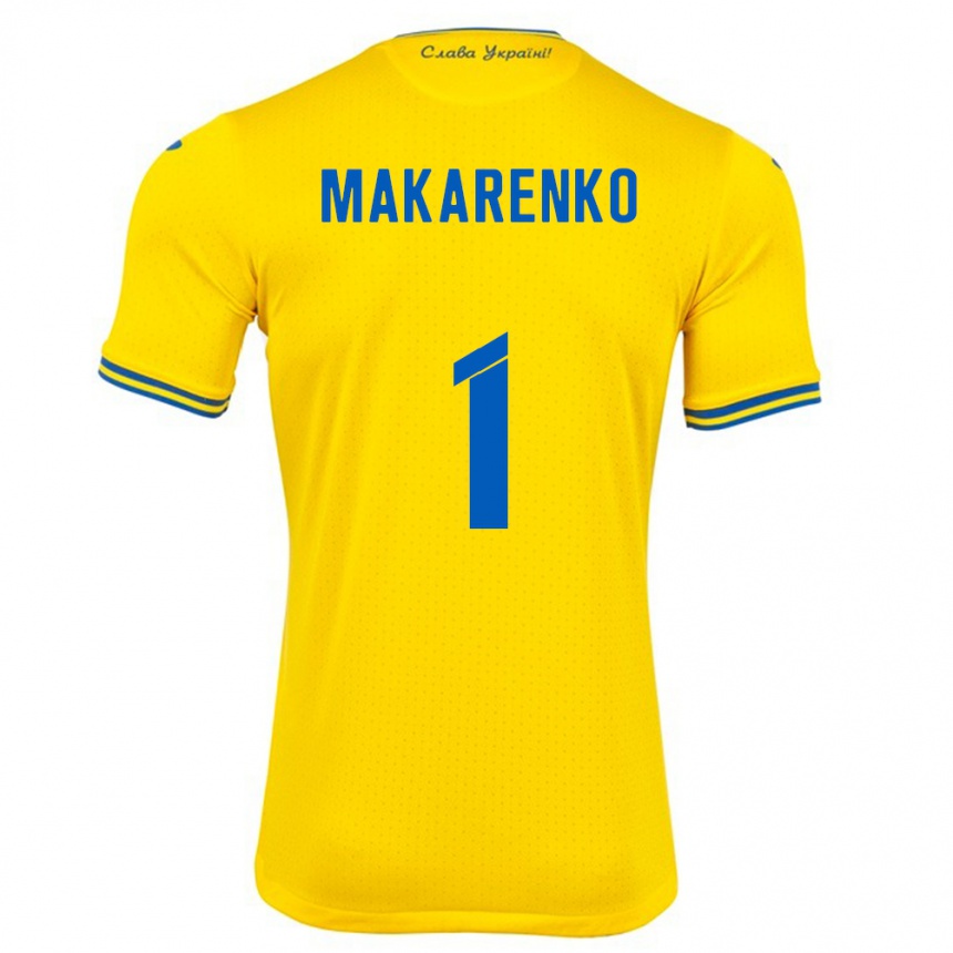 Kids Football Ukraine Nazar Makarenko #1 Yellow Home Jersey 24-26 T-Shirt