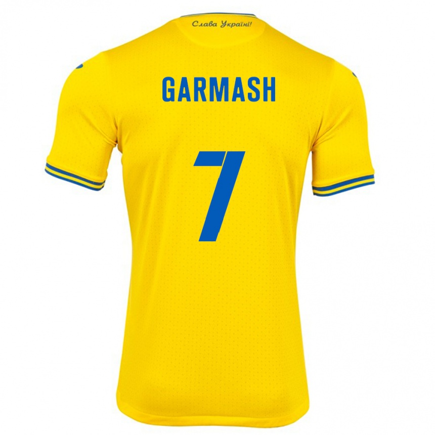 Kids Football Ukraine Yevgen Garmash #7 Yellow Home Jersey 24-26 T-Shirt