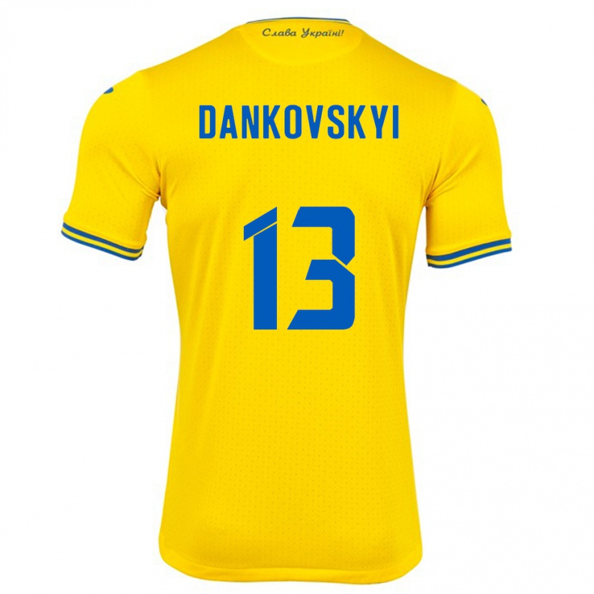 Kids Football Ukraine Yegor Dankovskyi #13 Yellow Home Jersey 24-26 T-Shirt